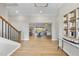 Bright foyer with hardwood floors and a view into the living room at 154 Leatherwood Ln, Chapel Hill, NC 27517