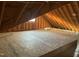 Unfinished attic space with plywood flooring and exposed beams at 15 Madinah Ct, Youngsville, NC 27596