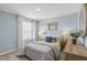 Bedroom with light blue walls and a queen-size bed at 2010 Fletchers Ridge Dr, Durham, NC 27703