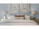 Main bedroom with striped bedding and wood nightstands at 2010 Fletchers Ridge Dr, Durham, NC 27703
