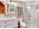 Clean and updated bathroom with a large walk-in shower at 2216 Lawrence Dr, Raleigh, NC 27603