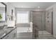 Spa-like bathroom with soaking tub and shower at 716 Apple Churn Dr, Fuquay Varina, NC 27526
