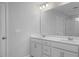 Bathroom with double vanity, large mirror, and separate shower at 121 Fairwinds Dr, Lillington, NC 27546