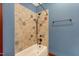 Bathroom featuring a shower/tub combo and tile surround at 3240 Hillcastle Trl, Chapel Hill, NC 27516