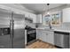 Modern kitchen with stainless steel appliances and white cabinets at 391 Northview Dr, Sanford, NC 27332