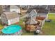 Aerial view of house, deck, gazebo, and pool at 1208 Turnstone Dr, Rocky Mount, NC 27803