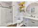 Modern bathroom with updated vanity, fixtures, and shower at 144 Loblolly Ln, Chapel Hill, NC 27516