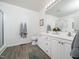 Clean bathroom with double vanity and large walk-in shower at 1512 Meadston Dr, Durham, NC 27712