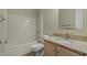 Bathroom features a shower/tub combo and granite vanity at 3064 Carolina Way, Sanford, NC 27332