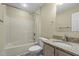 Bathroom with tub, shower, granite vanity at 3064 Carolina Way, Sanford, NC 27332