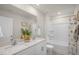 Bathroom boasts double vanity, bathtub, and shower at 110 Tobacco Woods Dr, Youngsville, NC 27596