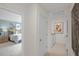 Hallway view of laundry room and bedroom at 110 Tobacco Woods Dr, Youngsville, NC 27596
