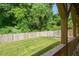 Fenced backyard with lush green grass and trees at 2415 Huron St, Durham, NC 27707