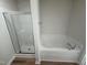 Bathroom featuring a shower and garden tub at 45 New Bethel Ct, Lillington, NC 27546
