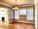 Formal dining room featuring hardwood floors and a chandelier at 504 Summitt Dr, Sanford, NC 27330