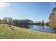 Serene pond with a park bench and lush greenery at 312 Teal Lake Dr, Holly Springs, NC 27540