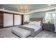 Spacious main bedroom with large bed, accent wall, and plenty of natural light at 2782 Farmhouse Dr, Apex, NC 27502