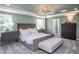 Main bedroom with large bed, neutral tones, and ensuite bathroom access at 2782 Farmhouse Dr, Apex, NC 27502