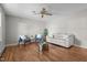 Living room with hardwood floors, light walls, and ceiling fan at 3213 Courtney Ln, Sanford, NC 27330