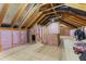 Unfinished attic space with exposed insulation and wooden beams at 5244 Aleppo Ln, Raleigh, NC 27613