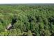 House nestled in a large wooded lot, seen from an aerial view at 7061 Landingham Dr, Willow Springs, NC 27592