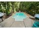 Inviting kidney-shaped pool perfect for relaxation in a wooded setting at 7061 Landingham Dr, Willow Springs, NC 27592