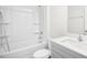 Clean bathroom with a shower/tub combo and vanity at 8656 Brixton Shay Dr, Raleigh, NC 27616