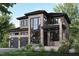 Modern two-story house with stone and wood accents, large windows, and a two-car garage at 2950 Forest Creek Ln, Mebane, NC 27302