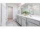 Modern bathroom with double vanity and walk-in shower at 1823 Hinesley Dr, Durham, NC 27703