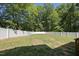 Spacious backyard with a fenced-in area and lush trees at 517 Shawnee Dr, Louisburg, NC 27549