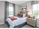 Cozy bedroom with a comfortable bed and large windows at 1212 Holding Village Way, Wake Forest, NC 27587