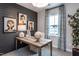 Home office with wood desk, globe, and artistic wall decor at 1212 Holding Village Way, Wake Forest, NC 27587