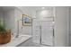 Clean bathroom with walk-in shower and modern vanity at 40 Saddle Mare St, Clayton, NC 27520