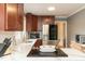Kitchen with stainless steel appliances and granite countertops at 5829 Sandstone Dr, Durham, NC 27713