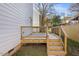 Back deck with wooden railings and stairs at 2503 Lednum St, Durham, NC 27704