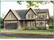 Two-story craftsman style home with gray siding, a dark gray shingle roof, and a two-car garage at 212 Rawhide Dr, Louisburg, NC 27549