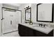 Modern bathroom with double vanity and shower at 4041 Elk Creek Ln # 16, Raleigh, NC 27612