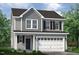 Two-story house with gray siding, white garage door and landscaping at 96 Brooklynn Trl, Angier, NC 27501