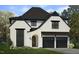 Two-story house with white brick, black accents, and a two-car garage at 307 S Elm St, Apex, NC 27502