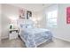 Bedroom with full-size bed and fun llama-themed bedding at 481 Autumn Moon Dr, Zebulon, NC 27597