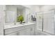 Modern bathroom with double vanity and shower at 97 Ethel Ln, Angier, NC 27501