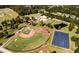 Aerial view of community athletic fields, including baseball and football at 166 Blue Butterfly Dr, Angier, NC 27501