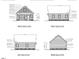 Detailed architectural drawings of a garage, showcasing front, rear, and side elevations at 175 Clear Springs Ct, Pittsboro, NC 27312