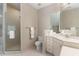 Bathroom with shower, toilet and vanity at 32520 Archdale Dr, Chapel Hill, NC 27517