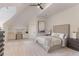 Bedroom with built-in desk and carpeted floor at 32520 Archdale Dr, Chapel Hill, NC 27517