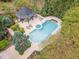 Inviting pool and spa with adjacent gazebo at 32520 Archdale Dr, Chapel Hill, NC 27517