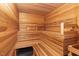 Relaxing cedar wood sauna with bench seating at 32520 Archdale Dr, Chapel Hill, NC 27517