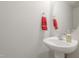 Simple bathroom with a pedestal sink and oval mirror at 122 Gatwick Ct, Clayton, NC 27520