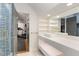 Modern bathroom with a floating vanity and a walk-in shower at 3319 Milton Rd, Raleigh, NC 27609