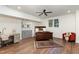 Basement bedroom with a comfortable bed and built-in shelving at 3319 Milton Rd, Raleigh, NC 27609